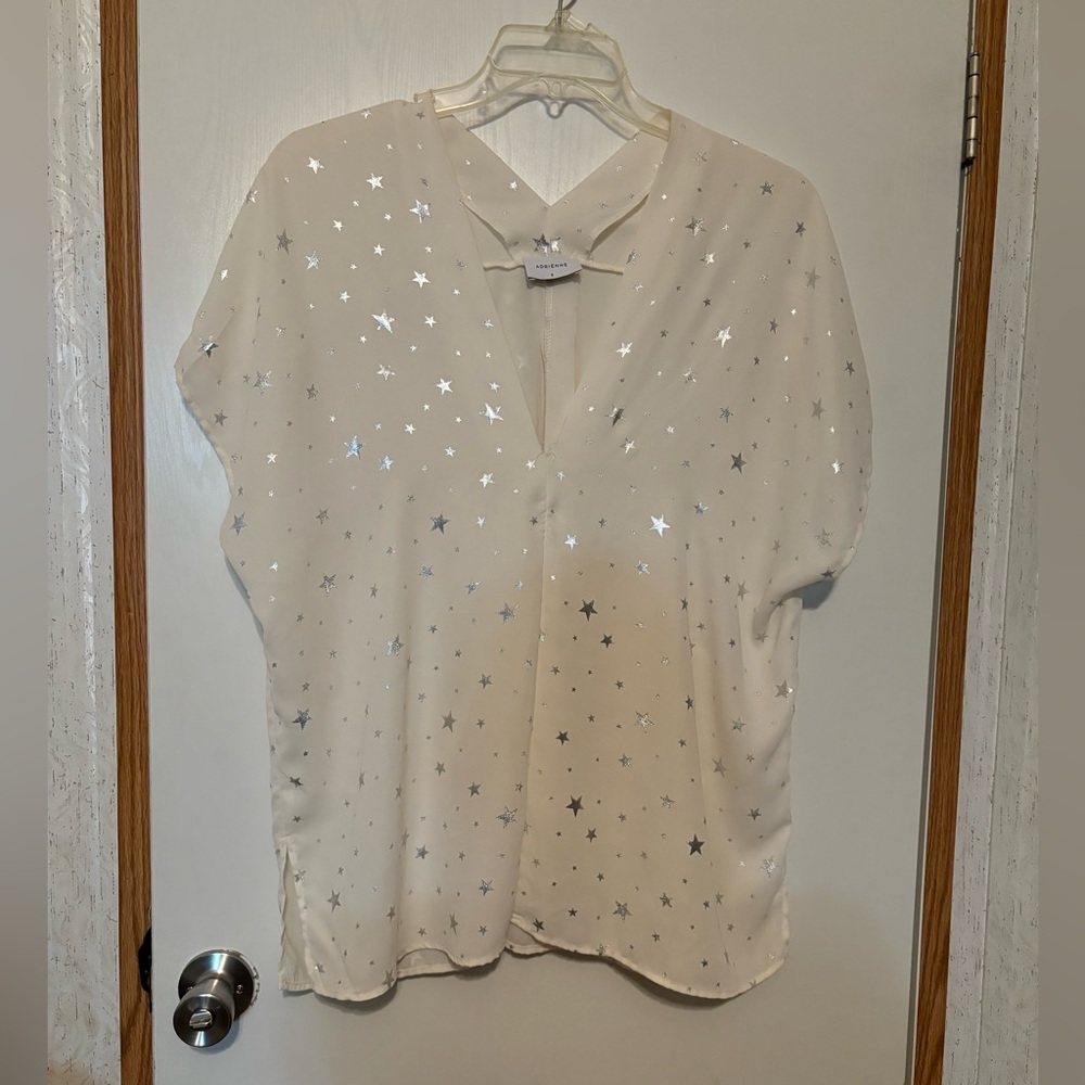 Adrienne Cream Blouse with Silver Stars